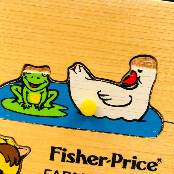 Vintage 70s FISHER PRICE Farm Animals Wood Tray Puzzle - Made in Holland - Picture 5 of 11